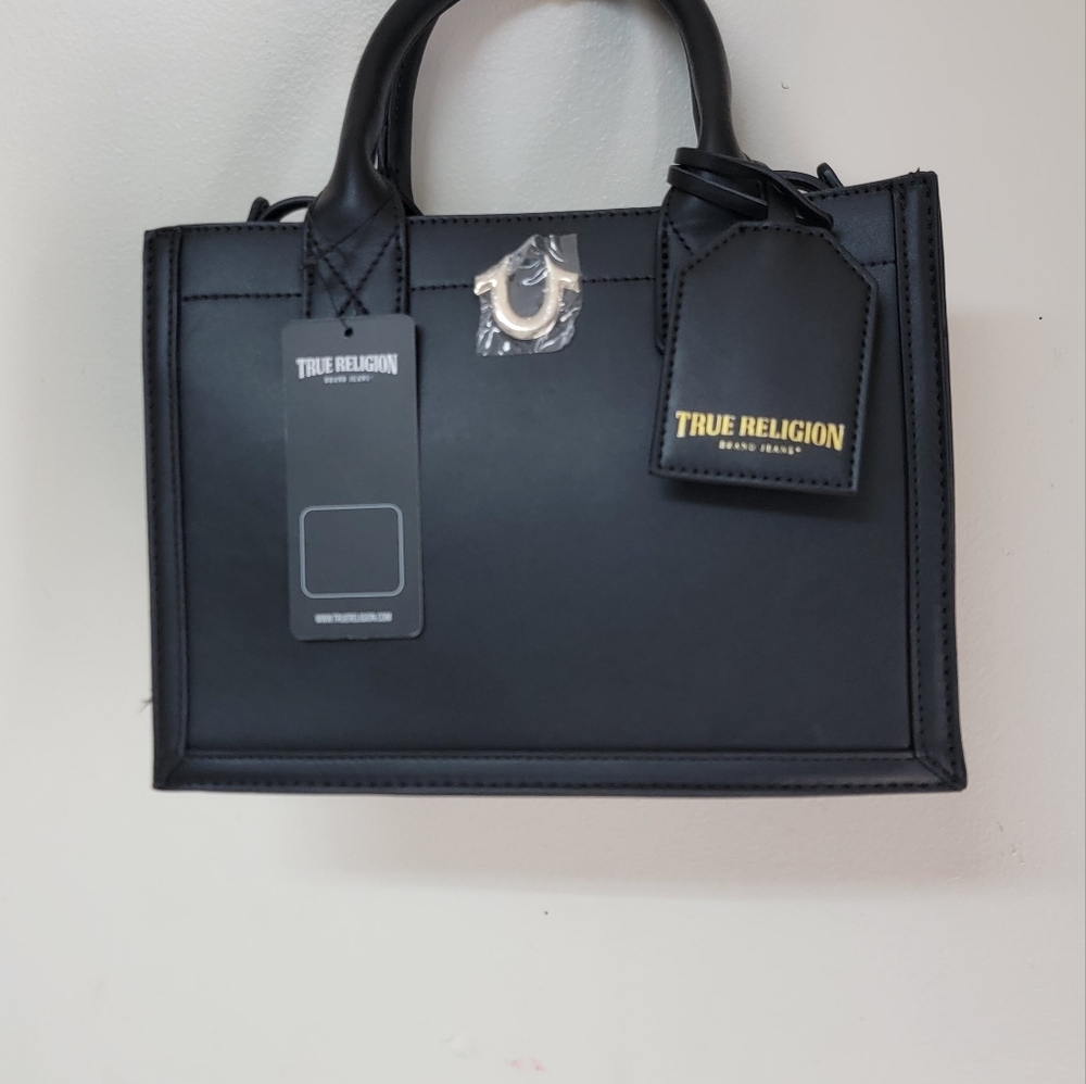True Religion Mini Tose Bag With Adjustable  Shoulder Strap.